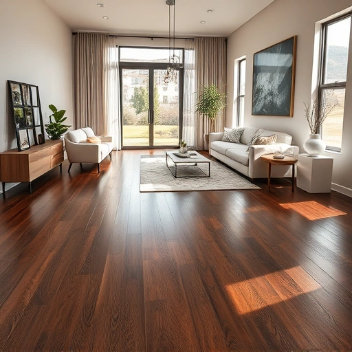 Perfectly completed flooring installation in Pflugerville TX with dark hardwood and light tiles in a modern living space.