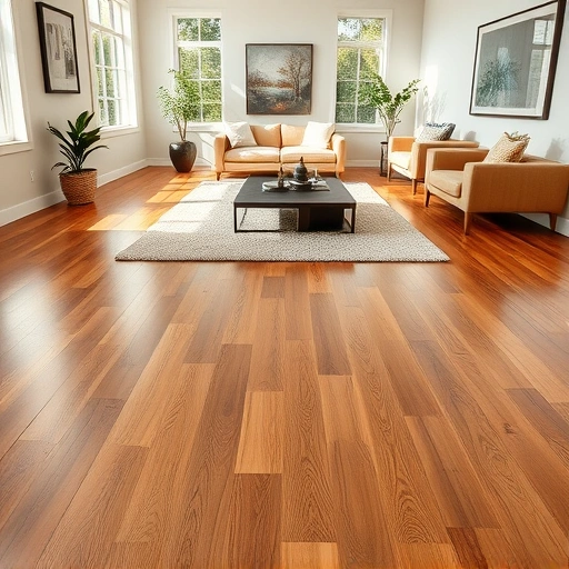 Spacious Hutto TX living room with polished hardwood floors, minimalist decor, and natural light enhancing warmth.