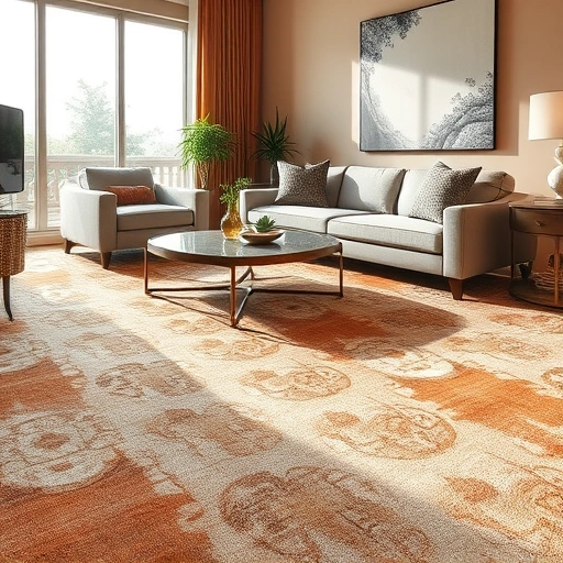 Luxurious living room in Wells Branch, TX with intricate carpet and elegant furniture in warm, inviting colors.