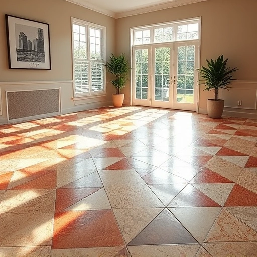 Completed tile floor installation in Round Rock features intricate patterns and vibrant colors enhancing modern decor.