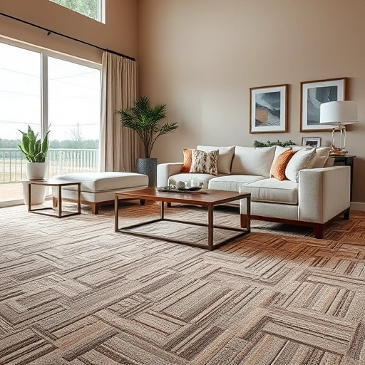 Cozy living room in Lago Vista TX with elegant carpet installation, modern furniture, and warm decor accents.