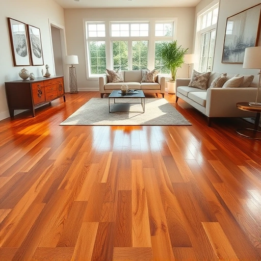 Stunning hardwood flooring installation in Leander TX, showcasing rich grain, elegant furniture, and inviting atmosphere.