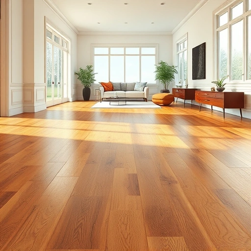 Completed hardwood flooring installation in a well-lit, modern room with elegant decor and natural lighting.