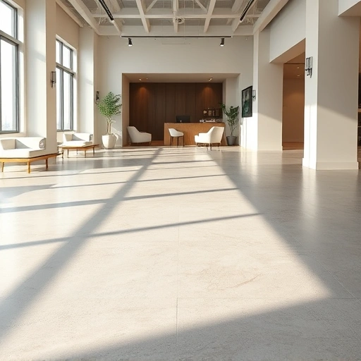 Perfectly leveled concrete floor in modern commercial space with smooth surface and minimalist design elements.