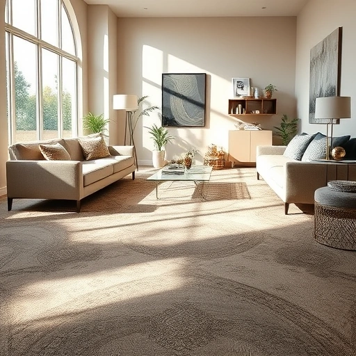 Completed carpet installation in modern Coupland TX living room with elegant furniture and warm natural light.