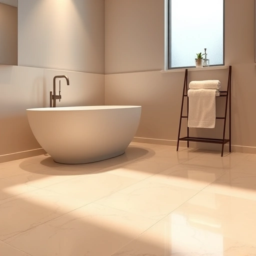 Heated bathroom floor installation in Round Rock features elegant tiles, modern patterns, and a serene atmosphere.