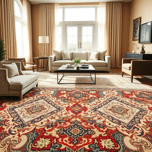 Completed carpet installation in Round Rock TX featuring vibrant patterns in a cozy modern living room with tasteful decor.