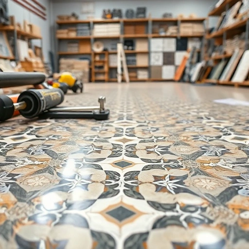 Close-up of glossy tiles in Round Rock showcasing intricate patterns in a professional tile installation workspace.