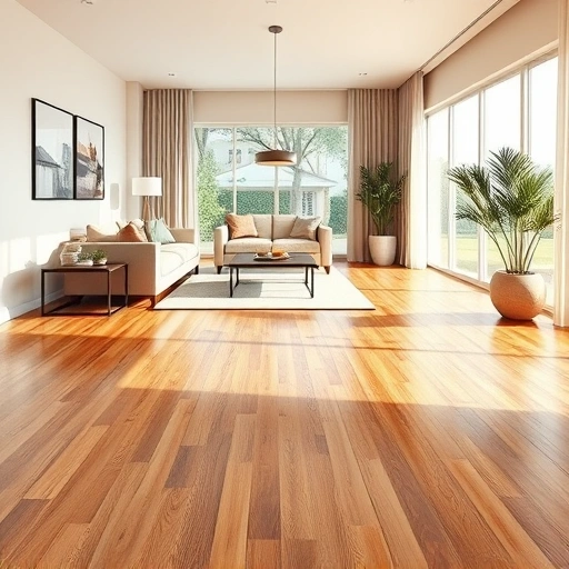 Modern living space in Pflugerville with polished hardwood floors, minimalist furnishings, and bright natural light.