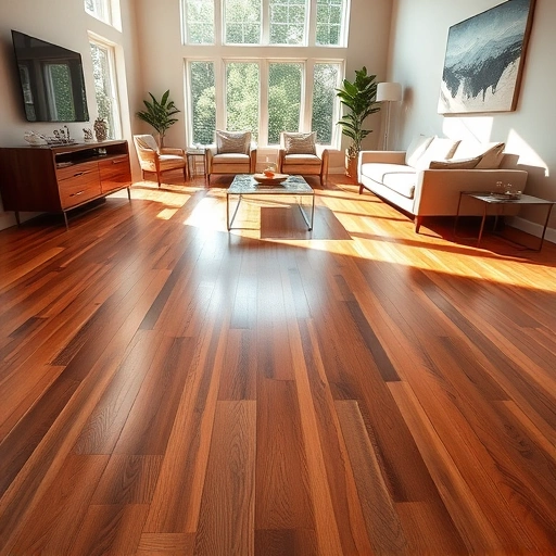 Elegant hardwood flooring in West Lake Hills TX, showcasing rich tones and modern decor in a serene atmosphere.