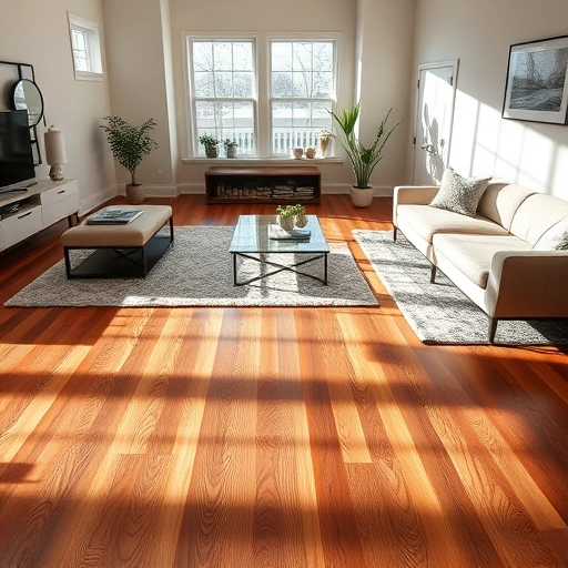 Luxurious hardwood flooring installation in Liberty Hill with rich tones, modern decor, and natural light accents.