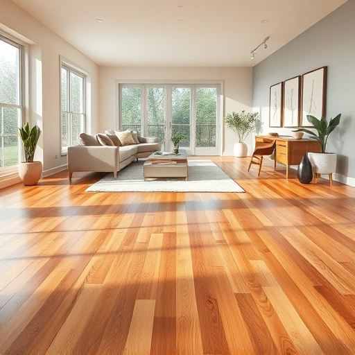 Polished hardwood flooring in a modern Del Valle TX living area with minimalistic decor and natural light.