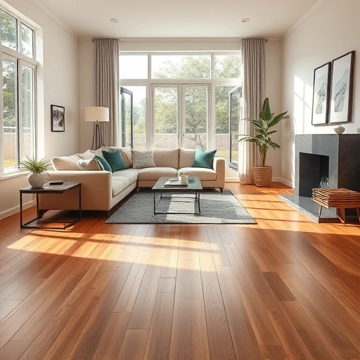 Stylish living room in Manor TX featuring polished hardwood flooring, modern furnishings, and warm natural light.