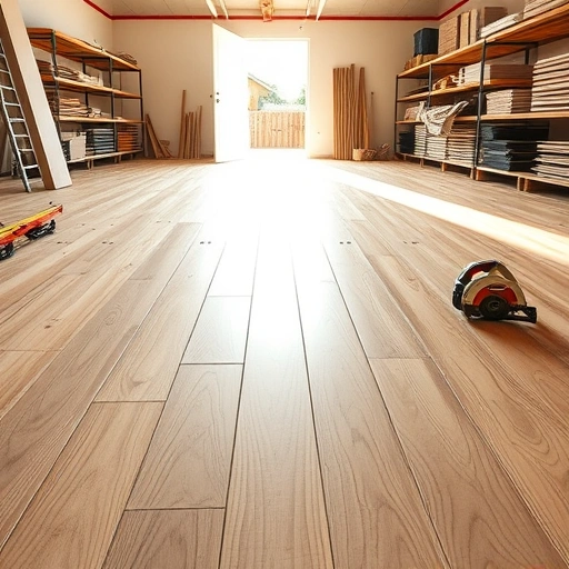 Completed wooden subfloor replacement in Round Rock with tools in a clean organized workshop showcasing craftsmanship.