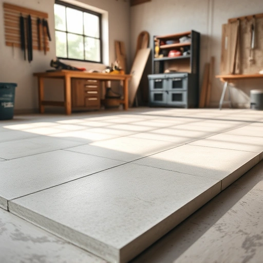 Cement board installation for tile in a modern workshop with clean edges and organized tools, showcasing expert craftsmanship.