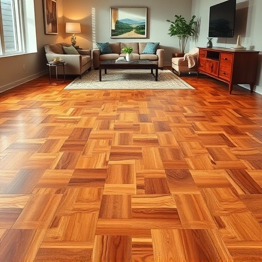 Elegant living space in Florence TX featuring polished wooden flooring and intricate tile patterns with modern decor.