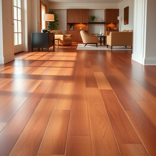 Completed flooring installation in Jonestown with polished hardwood and ceramic tiles in a spacious, well-lit interior.
