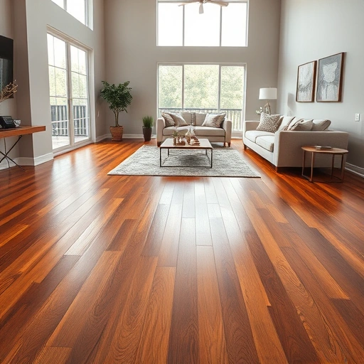 Elegant living room in Brushy Creek TX featuring rich hardwood flooring, minimalist furniture, and stylish decor.