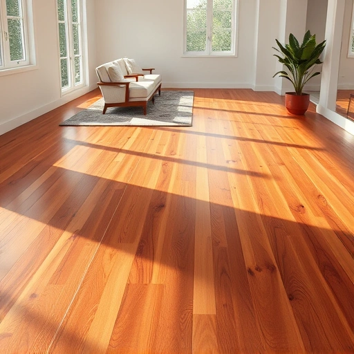 Flooring installation in Pflugerville featuring polished hardwood, minimalist decor, and natural light enhancing warmth and elegance.