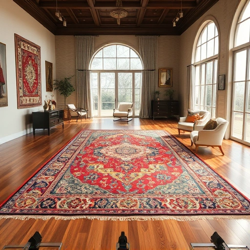 Completed carpet in Jonestown with vibrant patterns in a stylish showroom, enhancing local craftsmanship and culture.