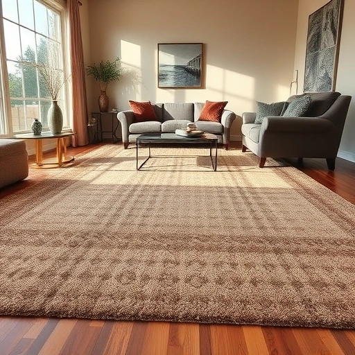 Completed carpet installation in Liberty Hill, TX, featuring earth-toned textures in a cozy living room setting.