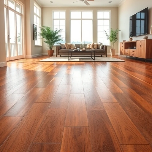 Beautifully finished hardwood floor in a modern living space with warm tones and natural lighting in Four Points TX.