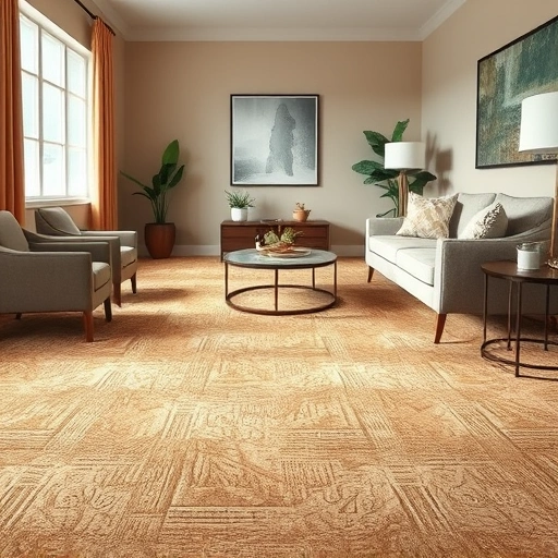 Completed carpet installation in Hornsby Bend TX with warm tones, intricate patterns, and elegant decor.