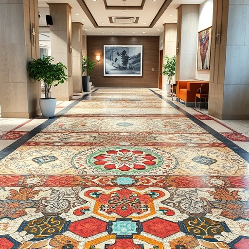 Mosaic tile flooring in Round Rock features intricate patterns and vibrant colors in a modern interior space.