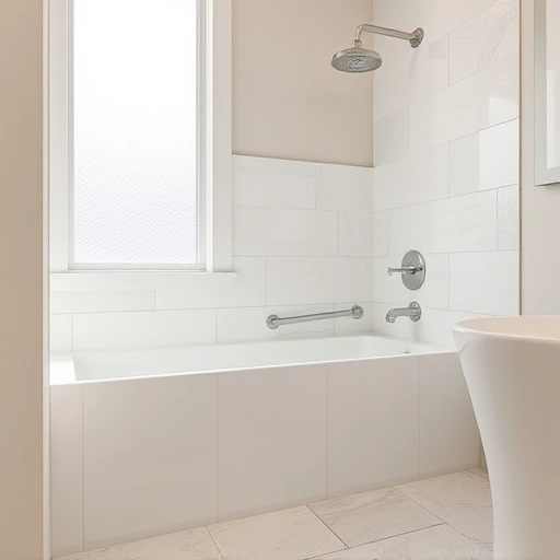 Freshly installed tile backer board in a modern bathroom with neutral tones and natural light, showcasing expert craftsmanship.