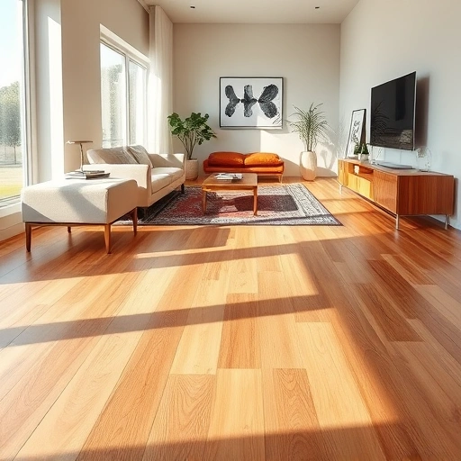 High-quality hardwood flooring installation in a modern room with minimalist décor and natural lighting.