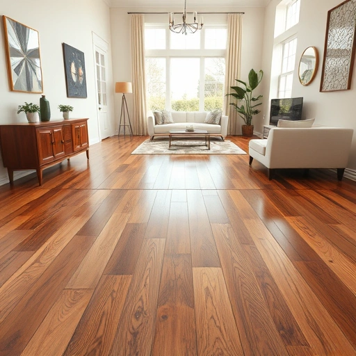 Elegant hardwood and modern tile flooring in a well-lit Pflugerville home, showcasing natural grain and glossy finish.