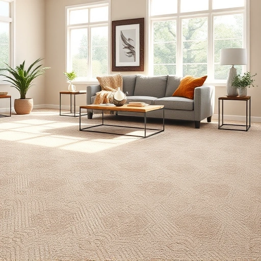 Luxurious living room in Brushy Creek TX with intricate carpet patterns, stylish furniture, and inviting decor.