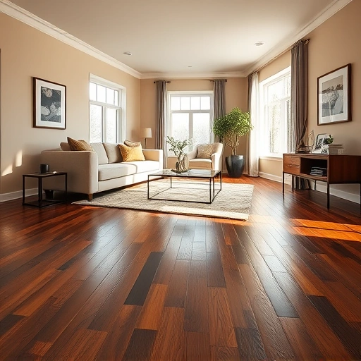 Spacious modern living room in Jonestown with dark hardwood flooring, stylish furniture, and warm decor accents.