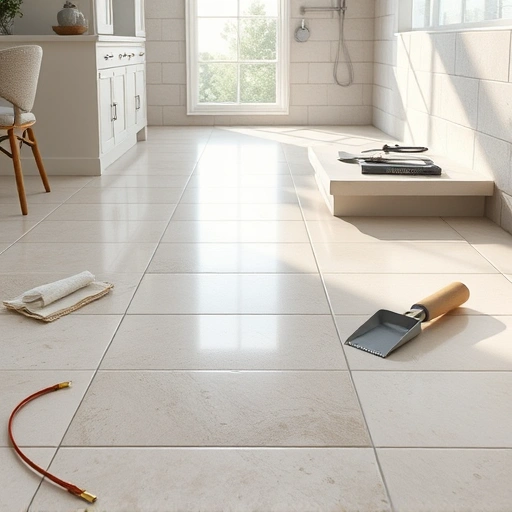 Tile repair in Round Rock showcasing polished ceramic tiles in beige, gray, and white with clean grout lines.