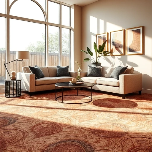 Luxurious living room carpet installation in Cedar Park TX with rich colors, stylish furniture, and natural light.