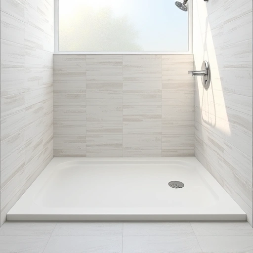 Completed shower pan installation in modern bathroom with sleek tile walls, stylish faucet, and natural light.