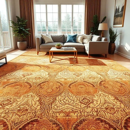Completed carpet installation in a spacious living room in Buda TX featuring warm tones and elegant decor.
