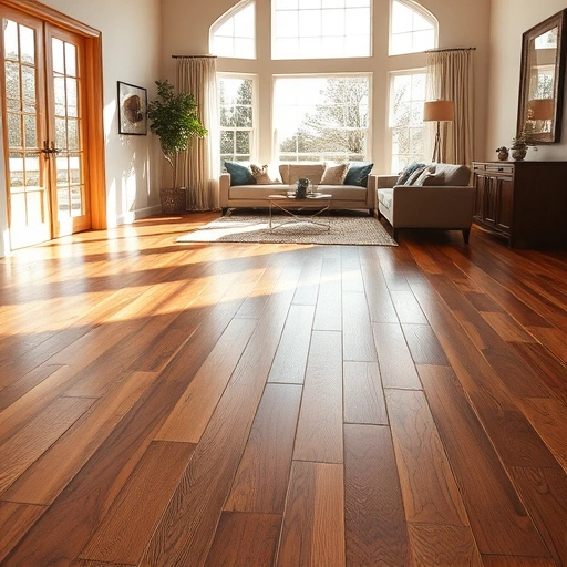 Completed hardwood and tile flooring in Brushy Creek TX, showcasing intricate patterns and natural light in a stylish living area.
