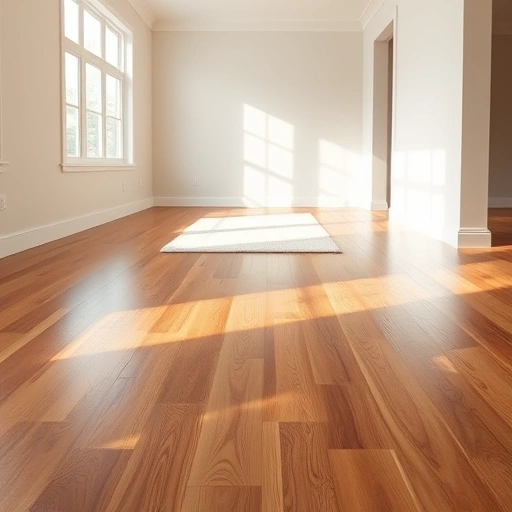Spacious room with polished hardwood flooring in warm brown, natural light, minimalist design, inviting ambiance.