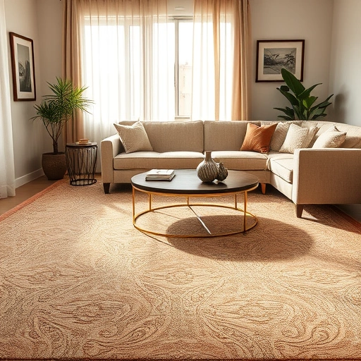 Completed carpet installation in a stylish living room in Jollyville TX featuring intricate patterns and elegant decor.