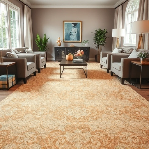 Completed carpet installation in a stylish Manor TX living room featuring rich patterns and elegant decor.