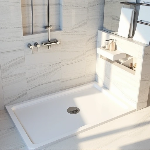 Completed shower pan installation in Round Rock featuring modern design, sleek surfaces, and elegant tiled walls.