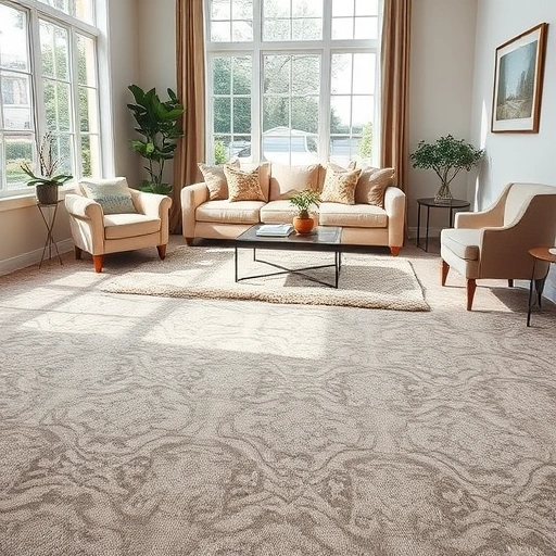 Elegant living room in Jonestown, TX with intricate carpet, stylish furniture, and natural light creating an inviting atmosphere.