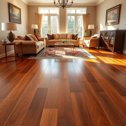 Luxurious living room in The Hills TX featuring rich hardwood floors, elegant furniture, and warm natural light.
