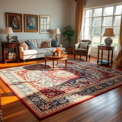Carpet with intricate patterns in Georgetown room featuring elegant furnishings and natural lighting highlighting craftsmanship