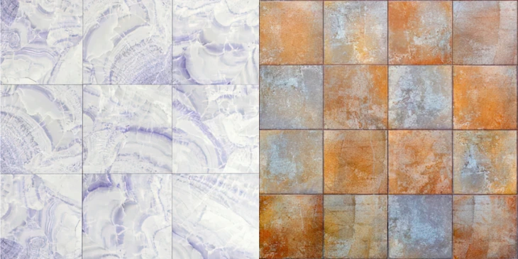 Newly grouted tiles