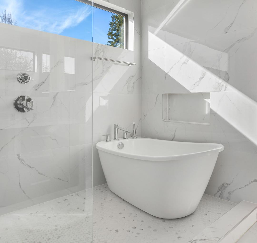 Luxury bathroom remodeling in Miami with walk-in shower and modern design