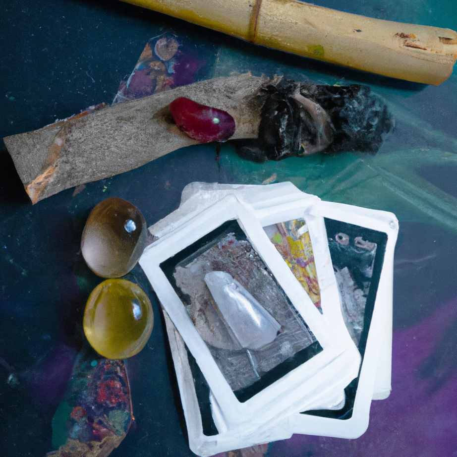 Tarot cards and crystals