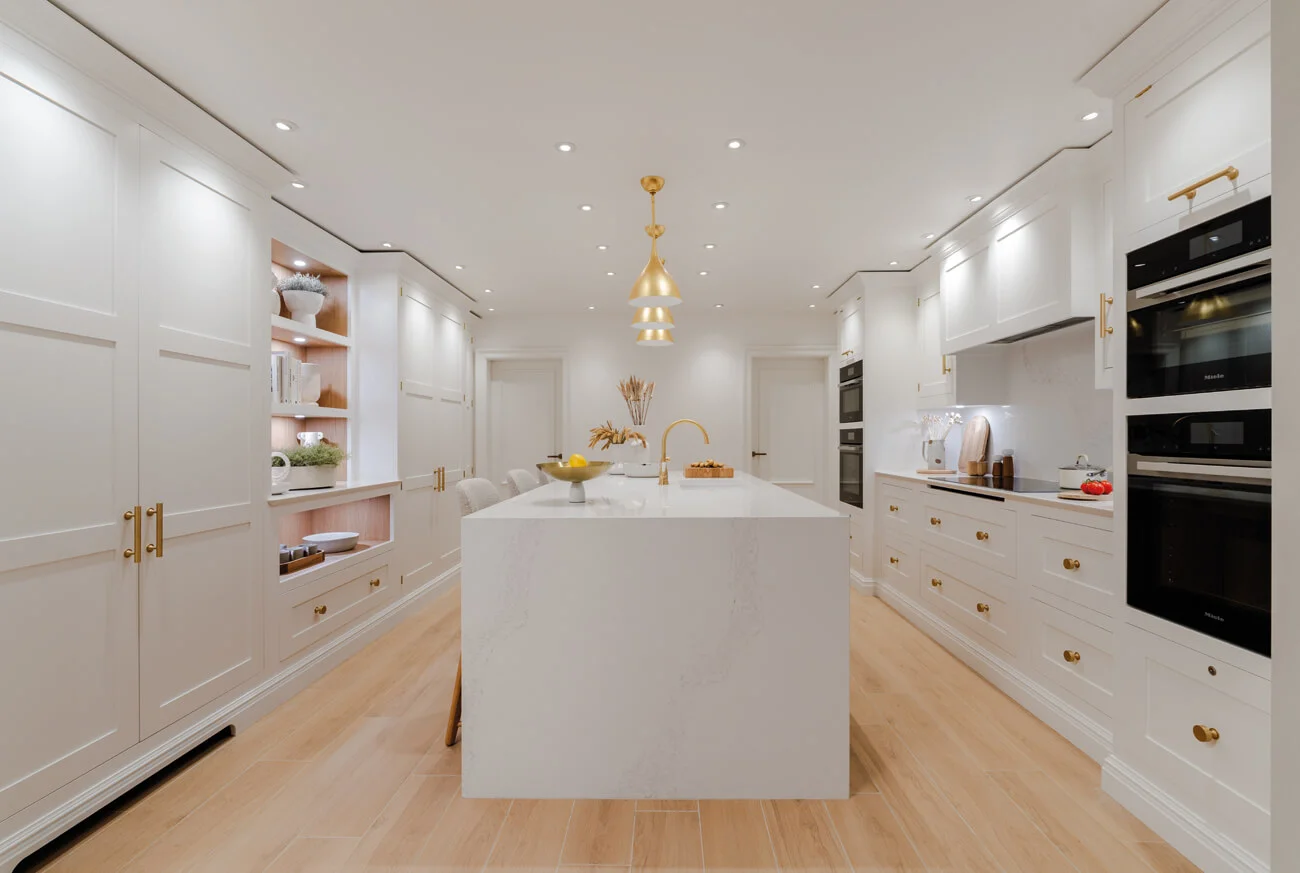Kitchen splashback and worktop