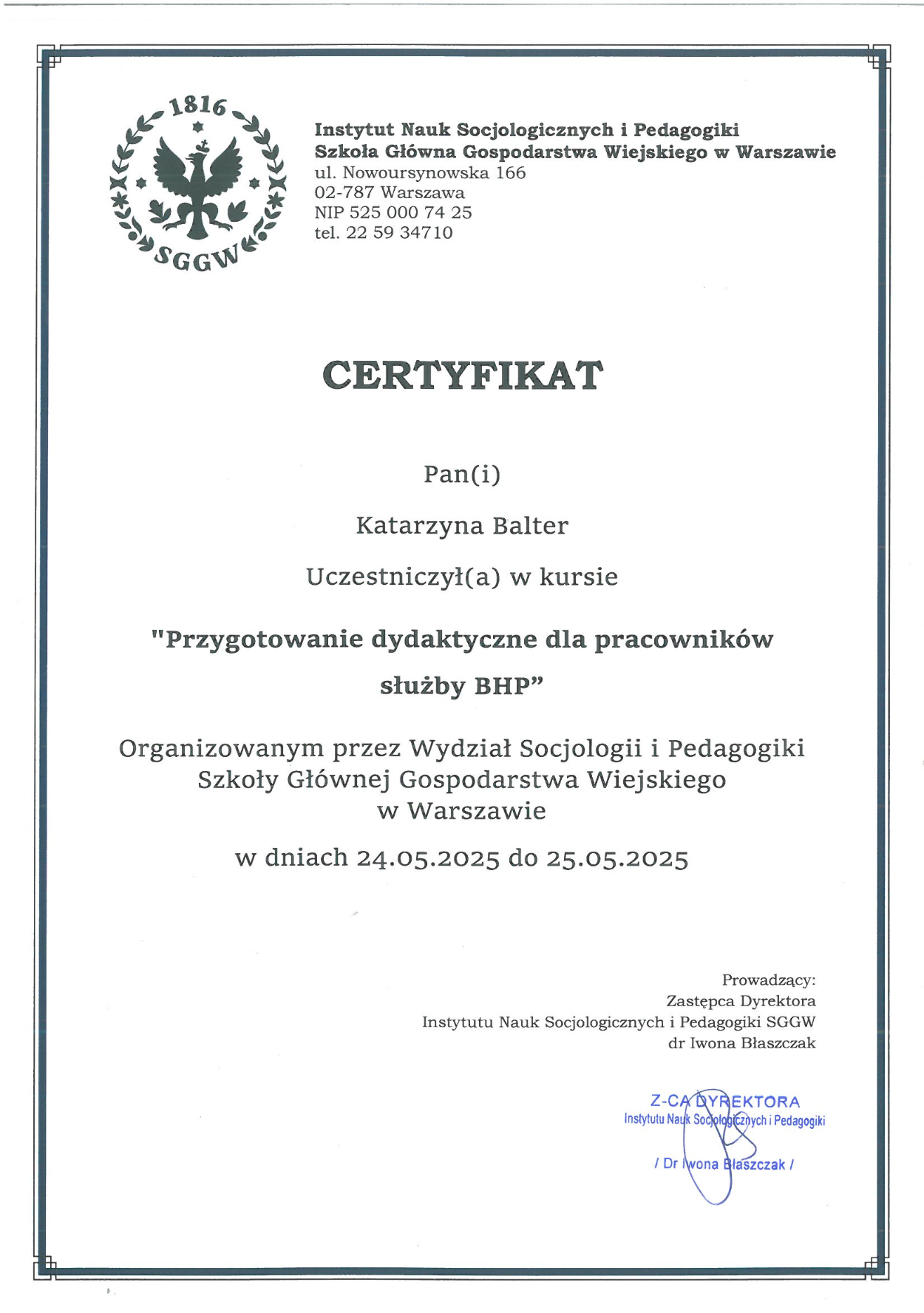 Certyfikat 3